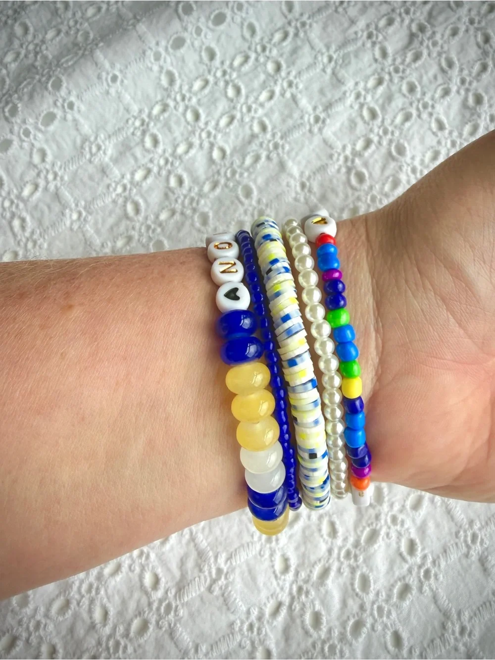 Tenniscore | Handmade Beaded Bracelet Stack of 5 | Summer NYC Grand Slam |